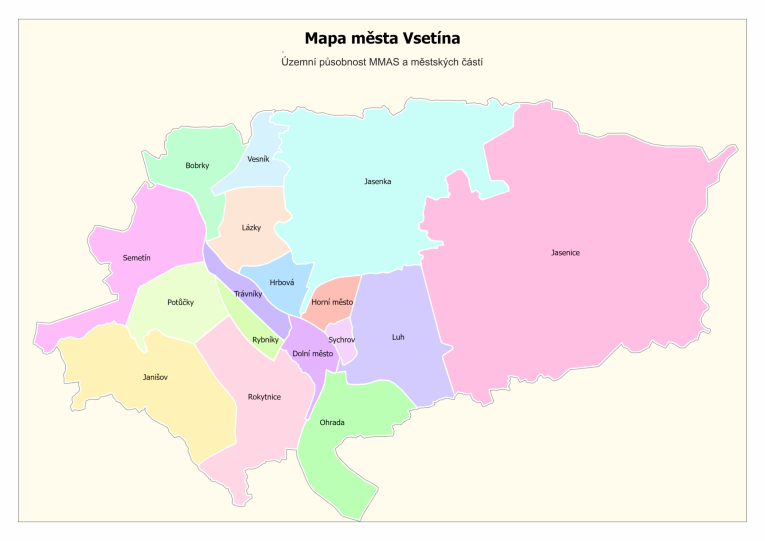 Mapa působnosti MMAS Vsetín Mapa působnosti MMAS Vsetín
